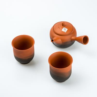 日本AITO玉光窑手作朱泥茶壶茶杯茶具3件套 【常滑烧】朱黑