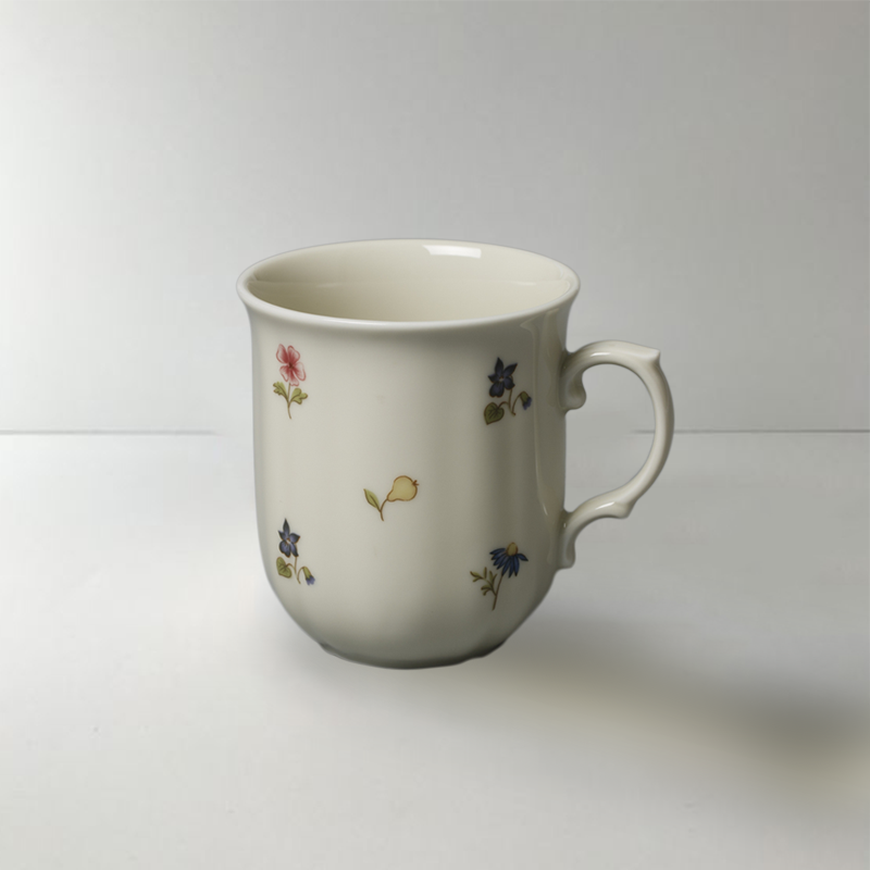 德国原产Seltmann Weiden陶瓷茶杯 水杯咖啡杯彩色小花270ml白色