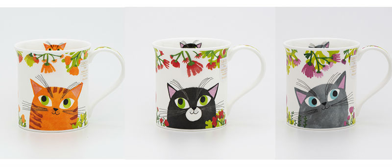 英国DUNOON丹侬骨瓷杯马克杯灵动的猫咪茶杯